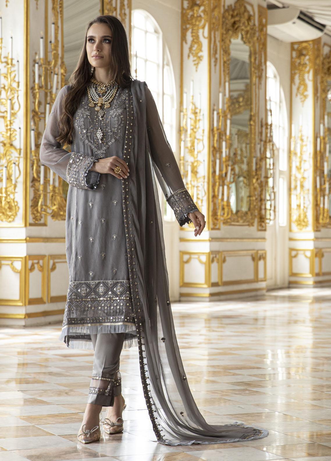 Merakish Luxury Chiffon Embroidered'23 - ST23-V9-MK Shark gray