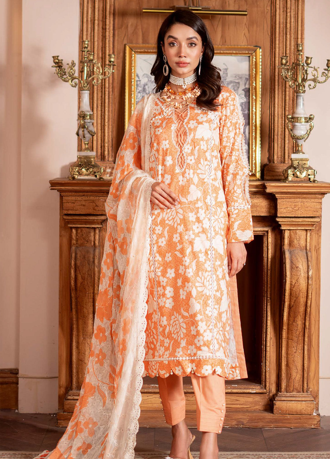 Al-Zohaib Sunshine Bloom Schiffli Embroidered Lawn Suits with Embroidered Chikankari Schiffli Dupatta Unstitched 3 Piece AZS25SB S-09- Summer Collection