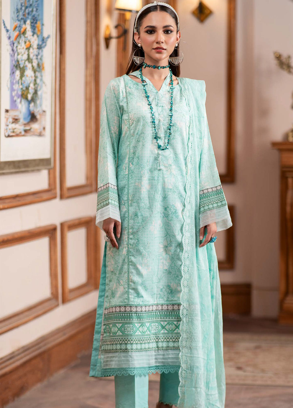 Al-Zohaib Sunshine Bloom Schiffli Embroidered Lawn Suits with Embroidered Chikankari Schiffli Dupatta Unstitched 3 Piece AZS25SB S-12- Summer Collection