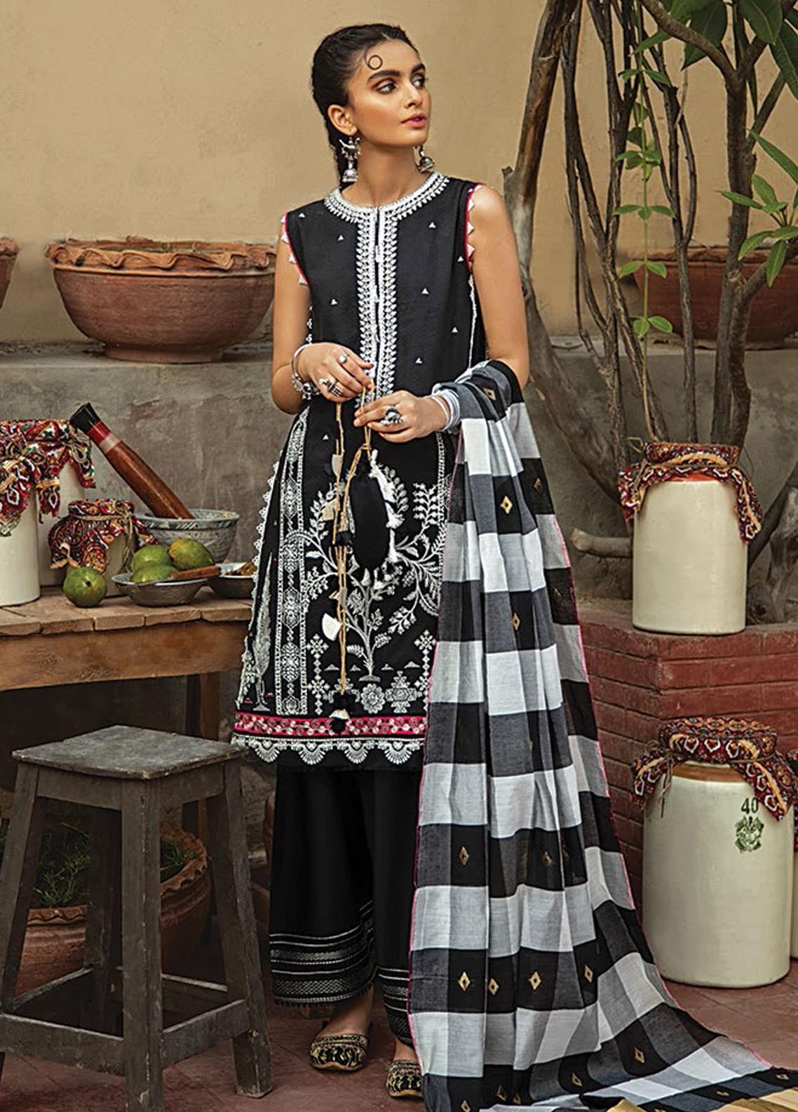 Republic Womenswear Embroidered Jacquard Unstitched 3 Piece Suit RW20V 02-B INARA - Eid Collection