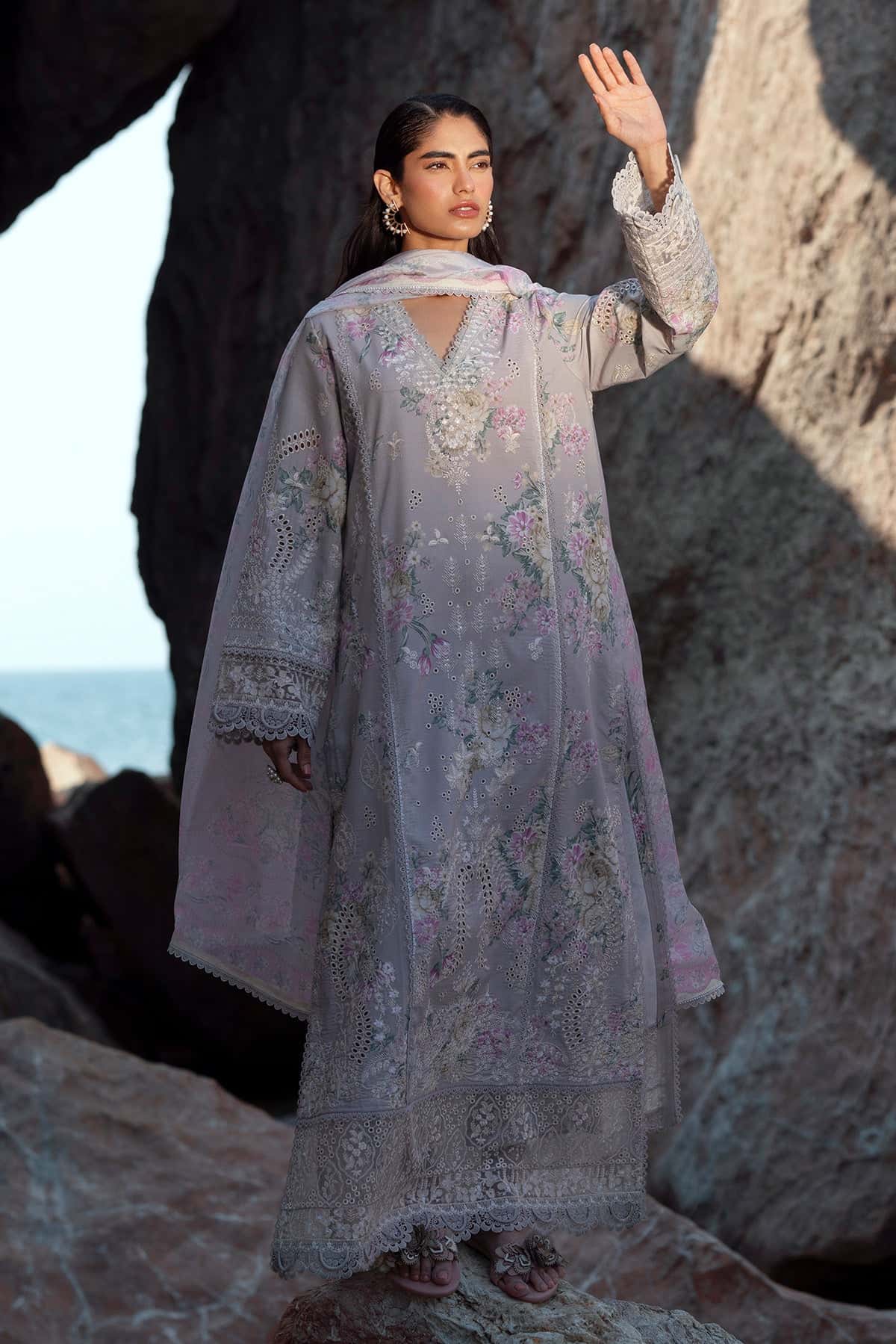 Summer Together by Afrozeh Embroidered Lawn Suits Unstitched 3 Piece AF25ST D-01 Keshi - Summer Collection