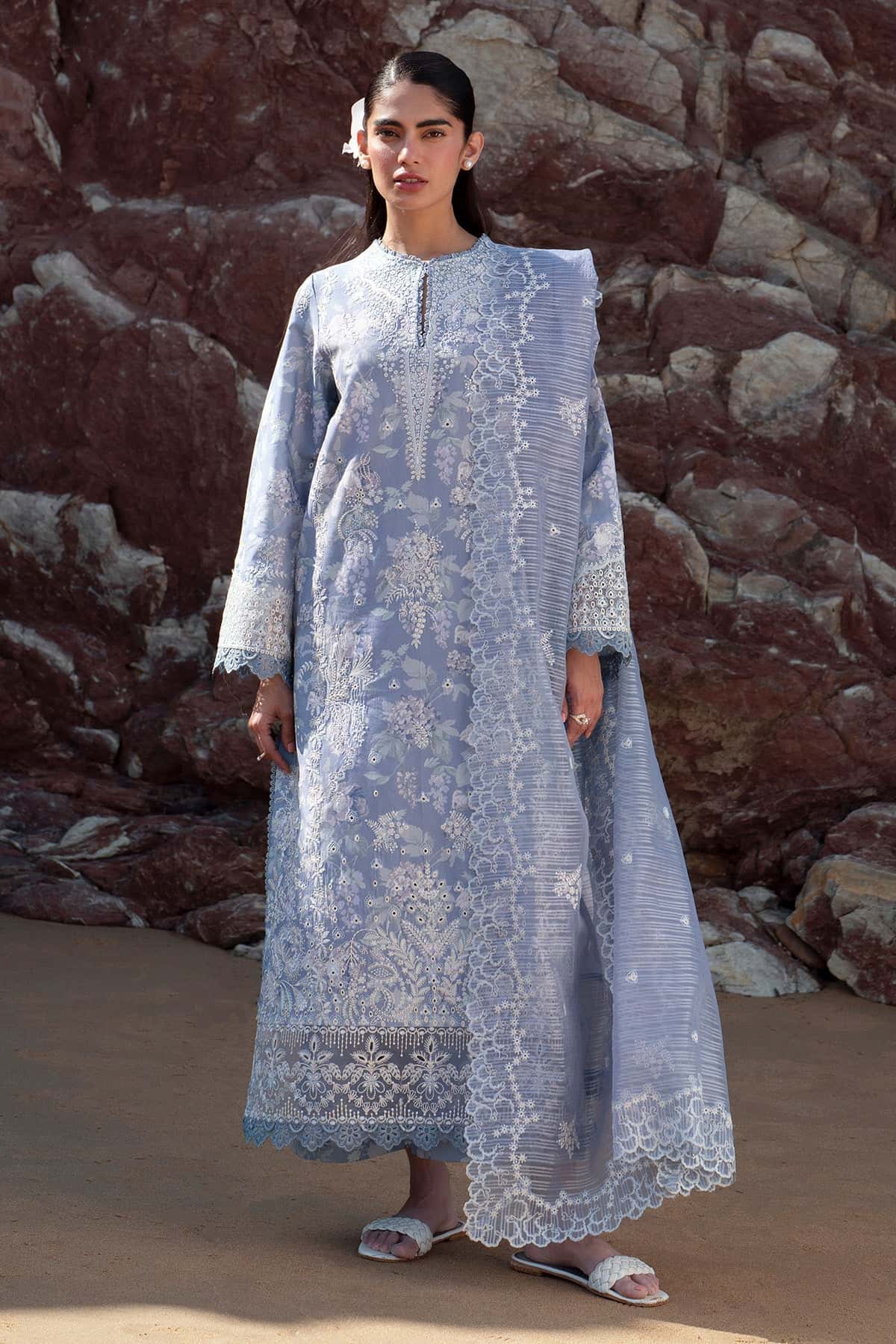 Summer Together by Afrozeh Embroidered Lawn Suits Unstitched 3 Piece AF25ST D-03 Moonlight - Summer Collection