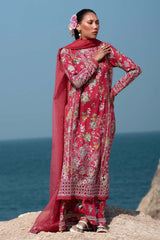 Summer Together by Afrozeh Embroidered Lawn Suits Unstitched 3 Piece AF25ST D-05 Pink Ruby - Summer Collection