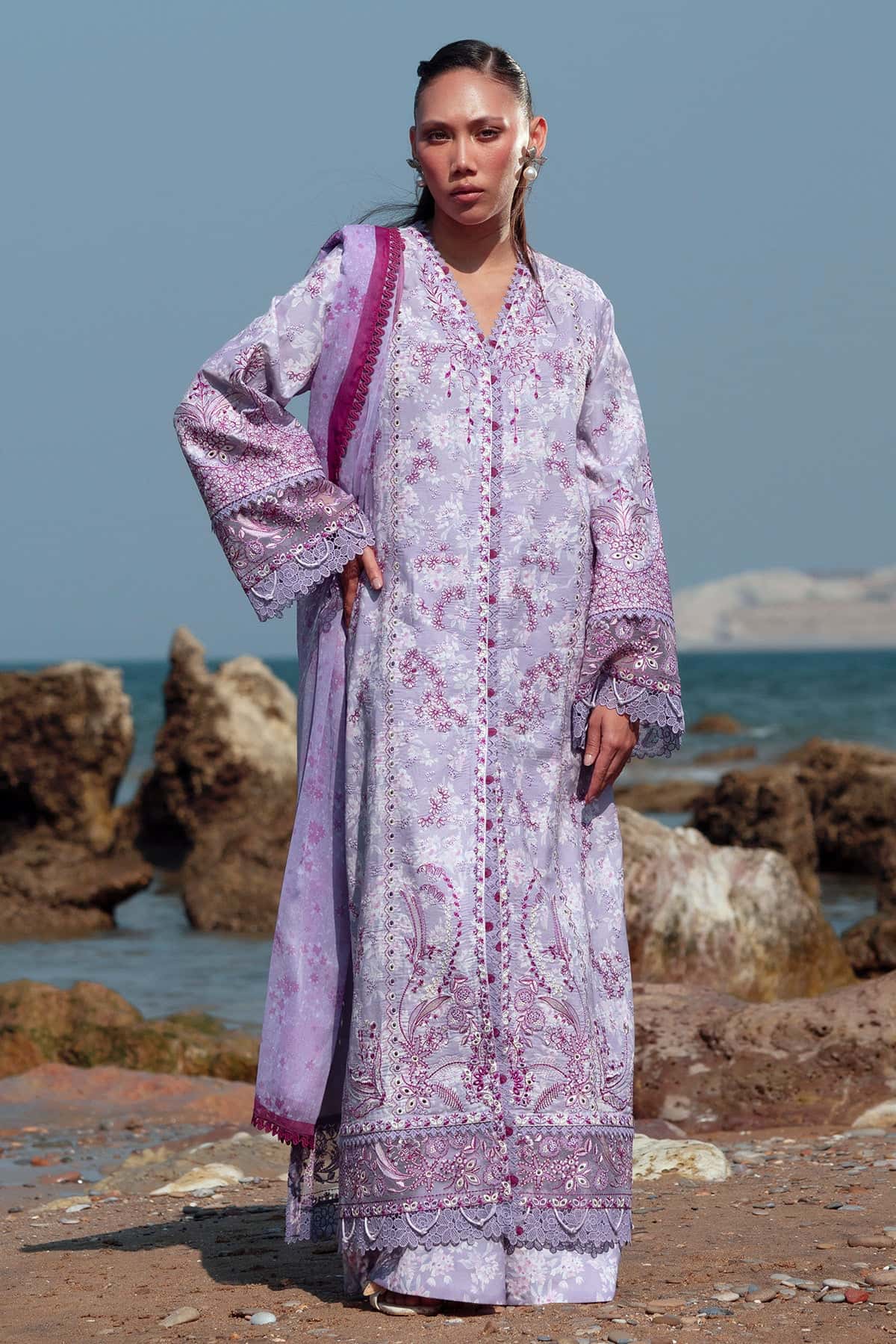 Summer Together by Afrozeh Embroidered Lawn Suits Unstitched 3 Piece AF25ST D-02 Amethyst - Summer Collection