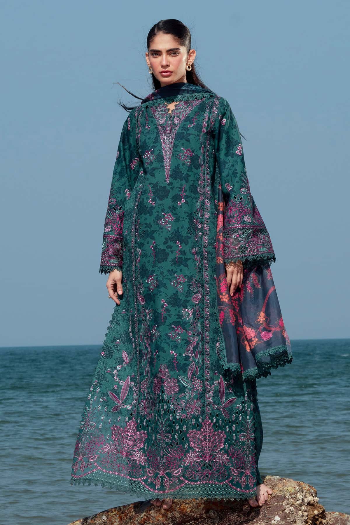 Summer Together by Afrozeh Embroidered Lawn Suits Unstitched 3 Piece AF25ST D-04 Emerald - Summer Collection