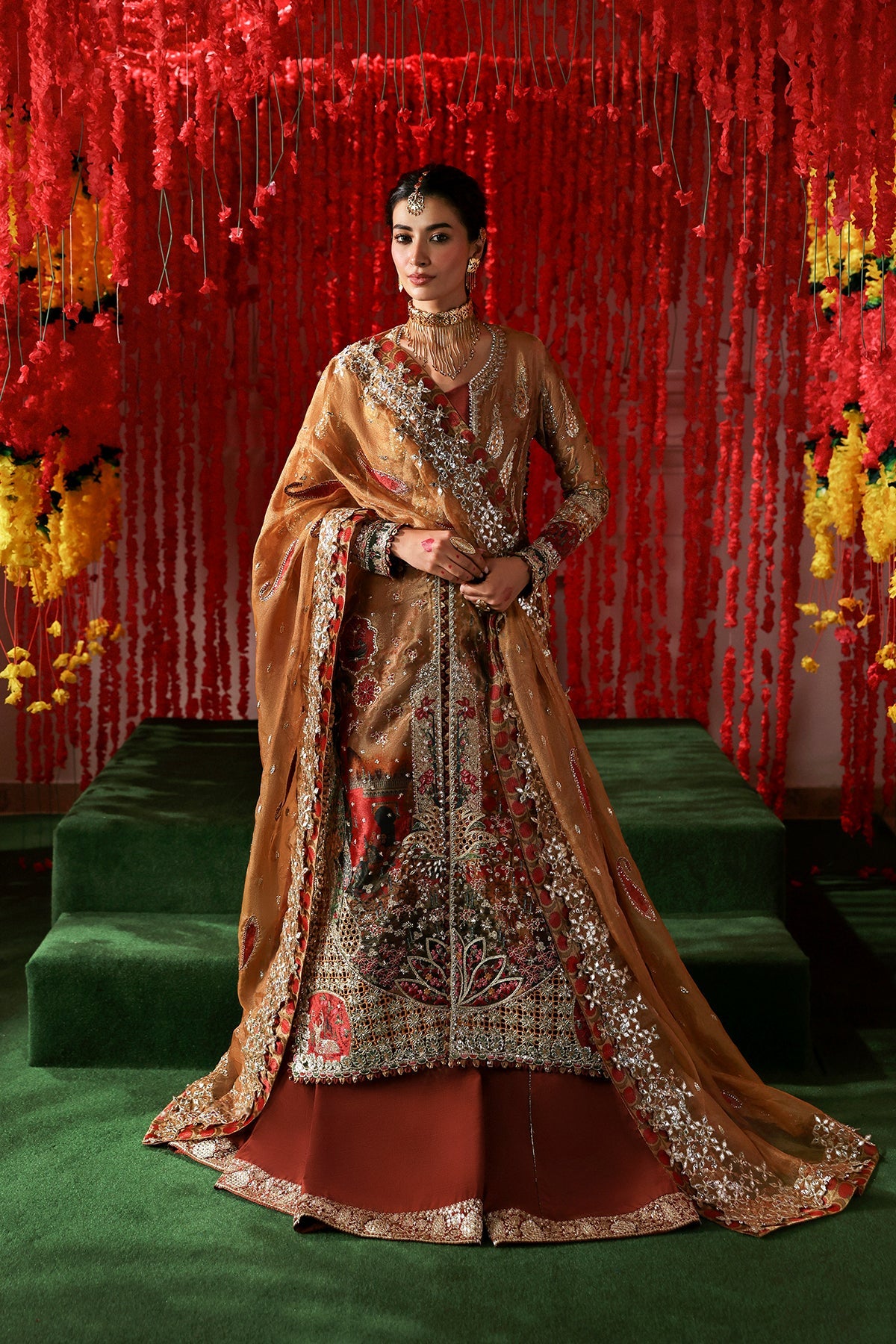 Afrozeh Embroidered Tissue Zari Suits Unstitched 3 Piece AF25SA D-07 Poshna - Wedding Collection