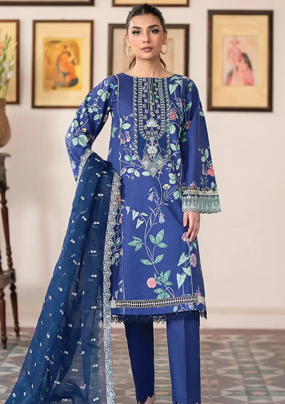Baroque - Xenia Formals Embroidered Lawn Suit Unstitched 3 Piece ZE24S 06- Montauk - Summer Collection