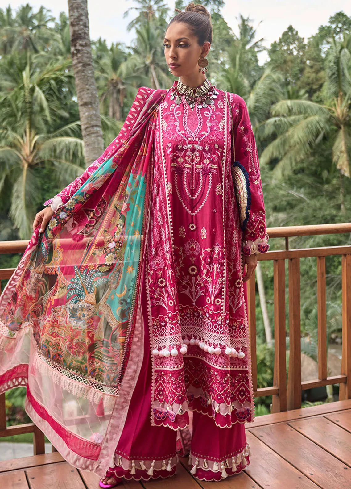 Zoha by Ansab Jahangir Embroidered Lawn Unstitched Suits 3 Piece ANJ24Z D-09 Champaca - Luxury Collection